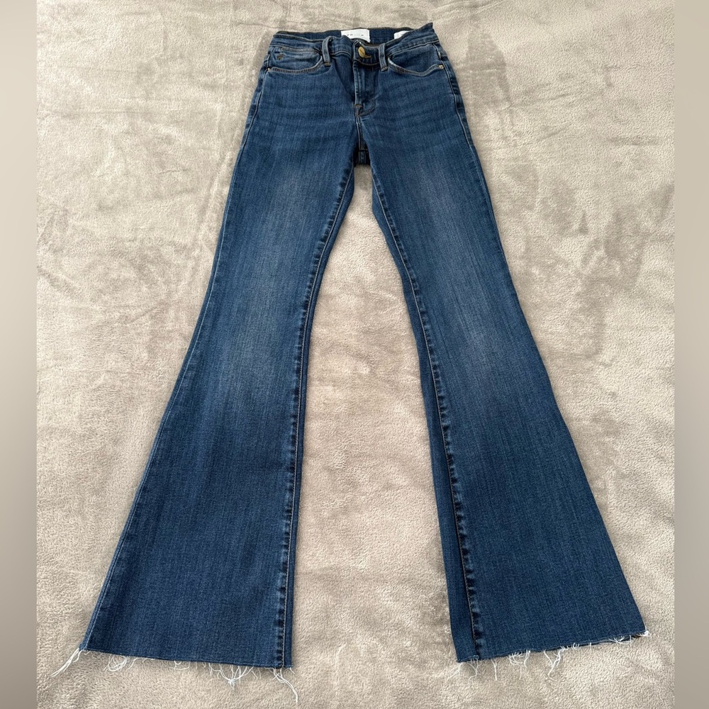 Frame Le High Flare Jeans Dublin High-Rise Jeans Flare Leg Dark Wash Women’s 24